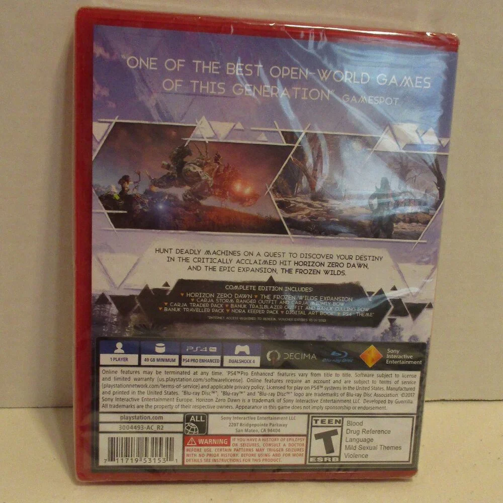 Horizon Zero Dawn NEW Sony Playstation4 Red White Blue Factory Sealed Video Game